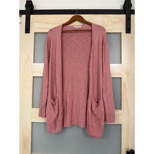 Madewell Open Front Cardigan Rose Pink Pockets Cotton Blend Women's M